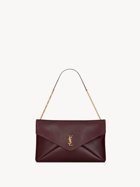 SAINT LAURENT CASSANDRE XXL POUCH ON CHAIN IN SHINY LEATHER