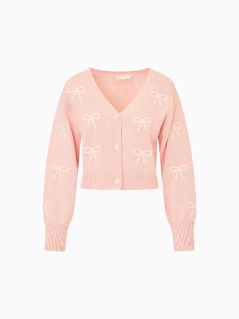 LoveShackFancy Francette Cotton Bow Embroidered Cardigan
