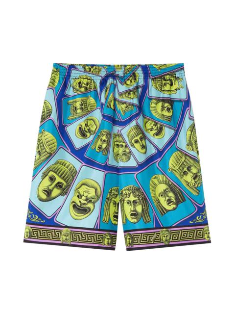 VERSACE Versace Silk Shorts 'Acid Green/Teal'