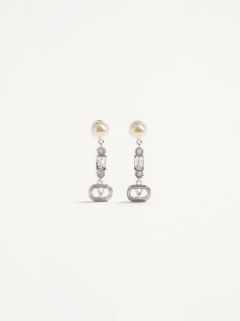 Valentino OVALETTE METAL, PEARL AND SWAROVSKI® CRYSTAL EARRINGS
