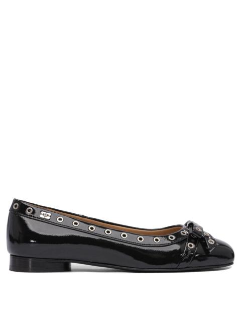 GANNI Ganni Eyelet Bow Ballet Flats