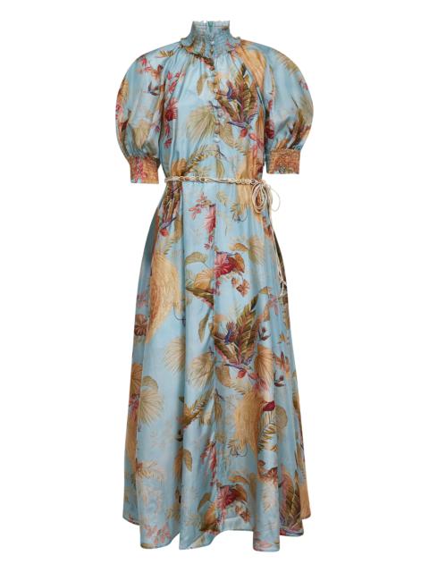 Zimmermann Zimmermann Women Aqua Palm Floral Habotai Silk Ascension Maxi Dress