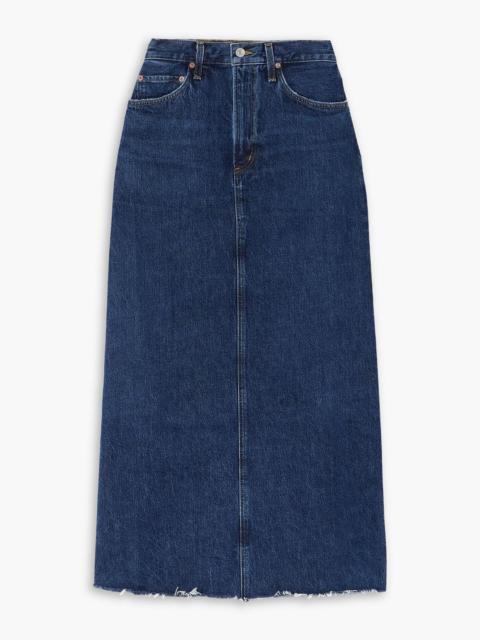 AGOLDE Hilla frayed denim maxi skirt