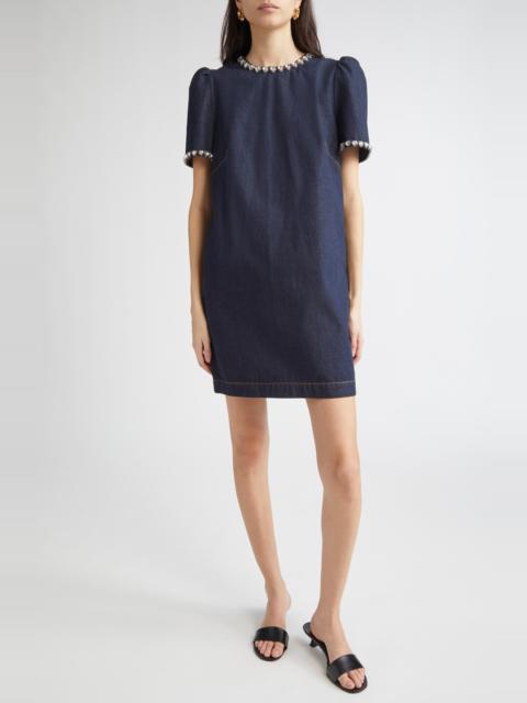 Zimmermann Zimmermann Crystal Embellished Denim Minidress in Night Sky at Nordstrom