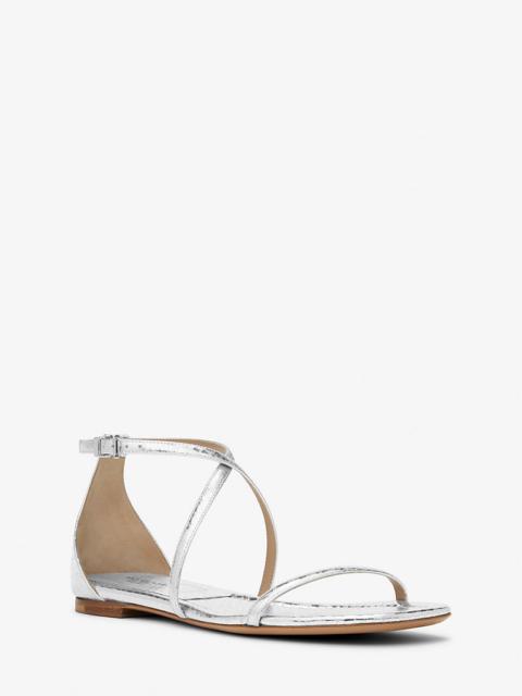MICHAEL KORS COLLECTION Polly Metallic Python Embossed Leather Sandal