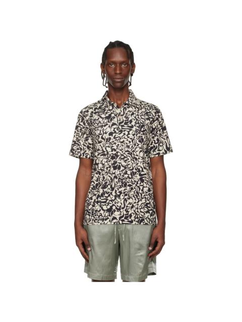Dries Van Noten Beige & Black Printed Cotton Polo