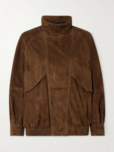 Ariste oversized paneled suede jacket Brown