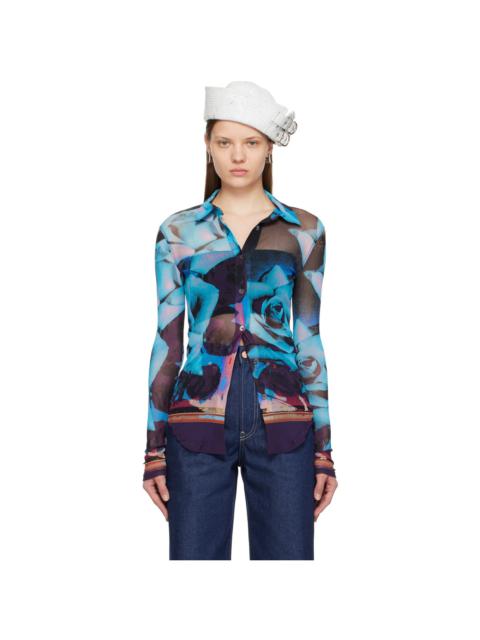 Jean Paul Gaultier Blue & Purple Roses Shirt