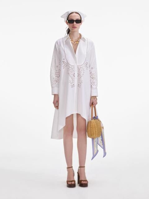 self-portrait White Cotton Embroidered Shirt Dress