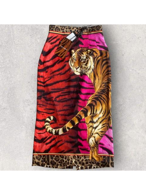 Dolce & Gabbana SS20 Tiger Print Silk Pencil Skirt