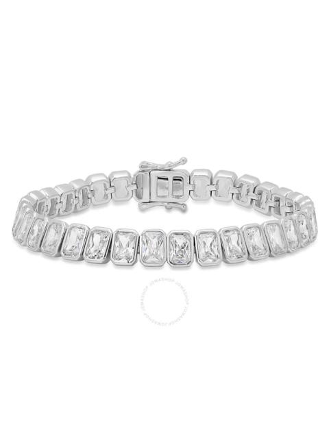 Kylie Harper - Kylie Harper Sterling Silver Bezel-set Emerald-cut CZ Tennis Bracelet