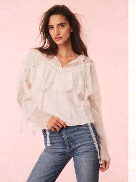 LoveShackFancy Afton Blouse Ivory