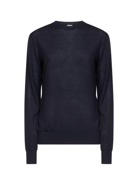 TOTEME Midnight blue merino wool and silk fine knit sweater