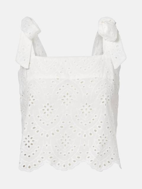 Poupette St Barth Noa broderie anglaise cotton top
