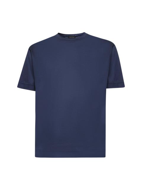 TAGLIATORE - Tagliatore Men Blue Cotton Jersey Crewneck T-Shirt