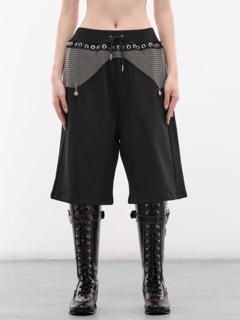 Chopova Lowena Black Titan Chainmail Cotton Sweatshorts