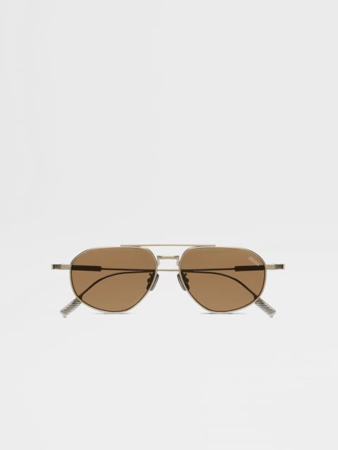 ZEGNA SATIN LIGHT BRONZE TITANIUM SUNGLASSES