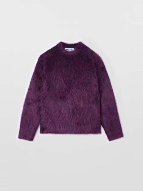 SUNNEI HAIRY KNIT ROUND NECK SWEATER / plum