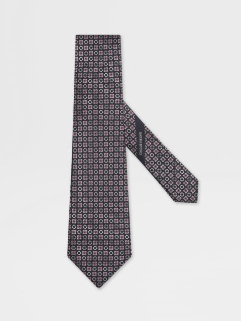 ZEGNA PINK CINQUE PIEGHE SILK TIE