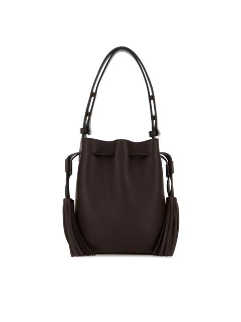 Valentino Valentino Garavani Chocolate Leather Vlogo Signature Bucket Bag