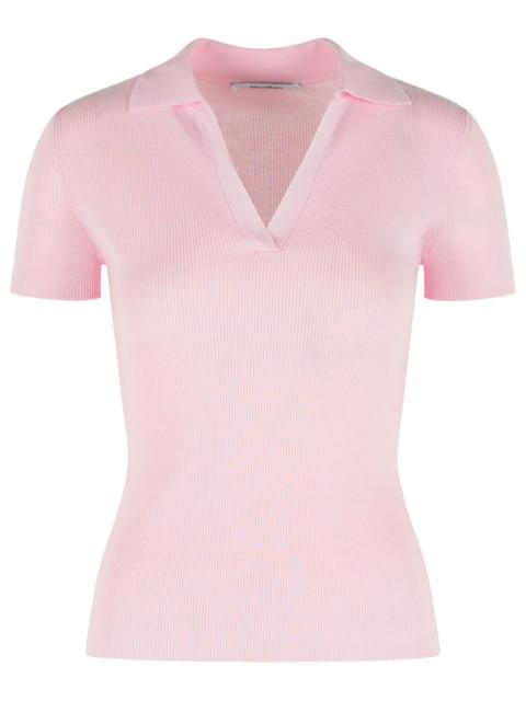Max Mara Max Mara 'Albero' Pink Virgin Wool Polo Shirt Women