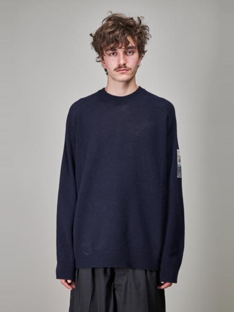 Light Roundneck Hammer Sweater with Patches, dark navy