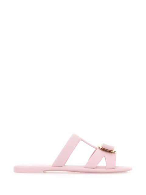 サンダル・ミュール SALVATORE FERRAGAMO Pastel Pink Rubber Lilou Slippers FERRAGAMO Salvatore Ferragamo Women Pastel Pink Rubber Lilou