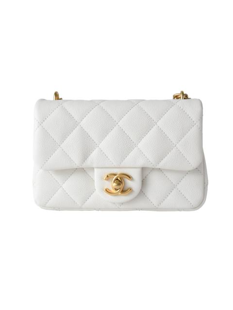 CHANEL Chanel Caviar Quilted Mini 24P Sweetheart Flap Bag Gold Hardware White