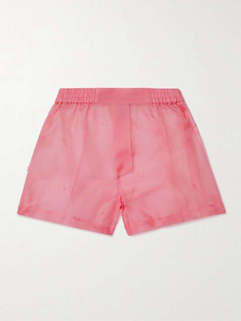 Laser-cut silk-organza shorts Bubblegum