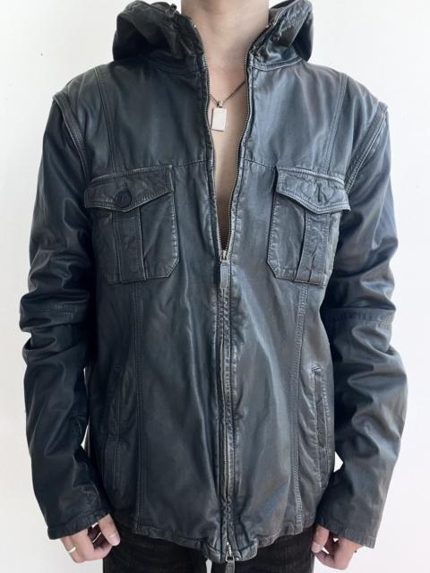 EMPORIO ARMANI FW11 Emporio Armani Detachable Sleeves Leather Jacket