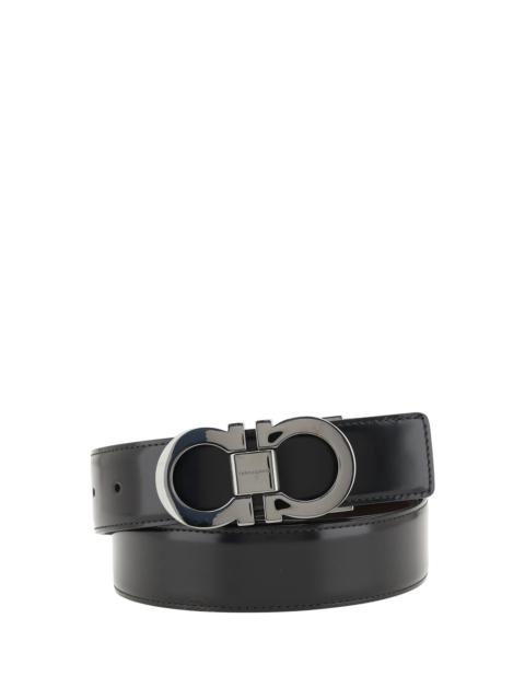 FERRAGAMO Ferragamo Gancini Reversible Leather Belt Black