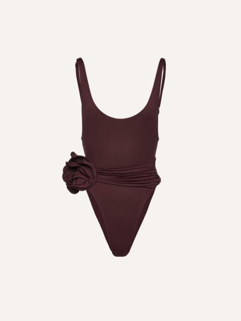 MAGDA BUTRYM Flower scoop neck swimsuit in brown