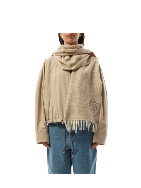 Loewe Anagram Wool Cashmere Scarf in Beige
