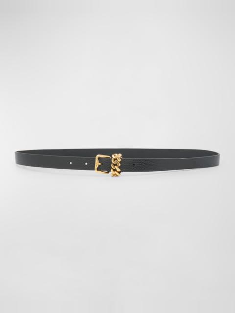 Chain Loop Leather Skinny Belt