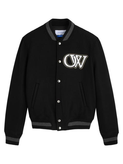 Off-white Embroidered Wool-blend Varsity Jacket