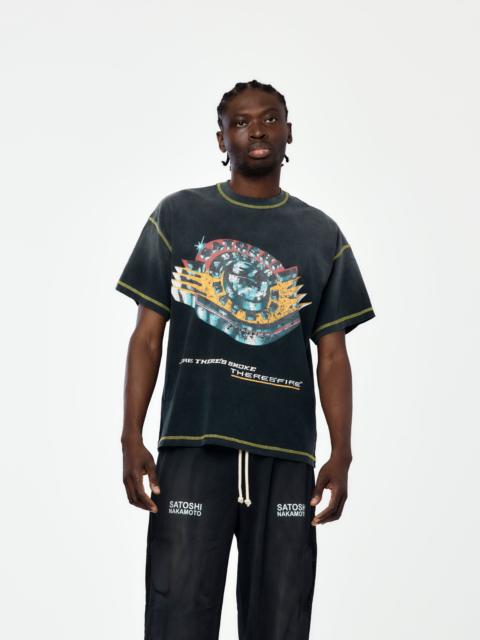 SATOSHI NAKAMOTO WHERE THERE'S SMOKE, THERE'S FIRE TEE (VINTAGE BLACK)