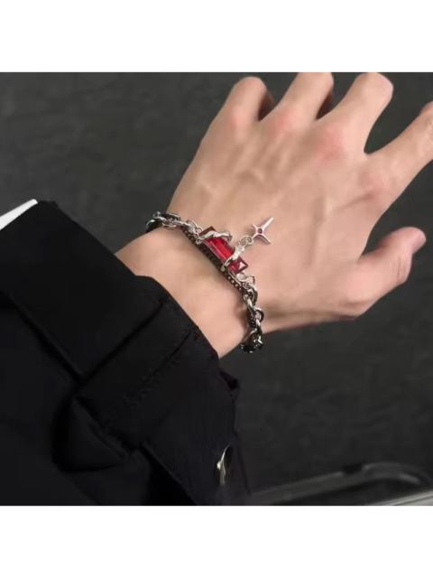 Other Designers Japanese Brand - Gothic Gemstone Cross Bracelet - Grunge Cybercore Chain