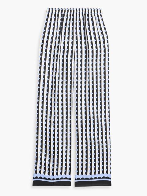 Oscar de la Renta Printed silk-twill wide-leg pants