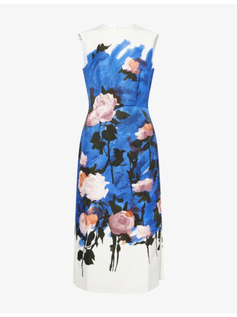 Erdem Floral Sleeveless Cotton-Blend Midi Dress