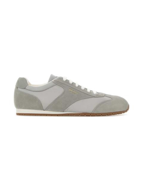 Prada Grey Suede And Fabric Sneakers