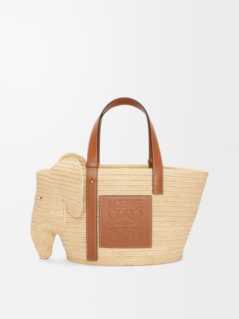 Loewe Elephant basket bag in raffia and calfskin