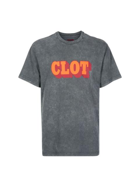 logo-print acid wash T-shirt