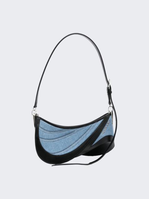 MUGLER Small Denim Spiral Curve 01 Shoulder Bag Medium Blue And Black