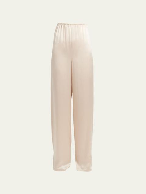 FERRAGAMO Fluid Wide-Leg Viscose-Satin Pants