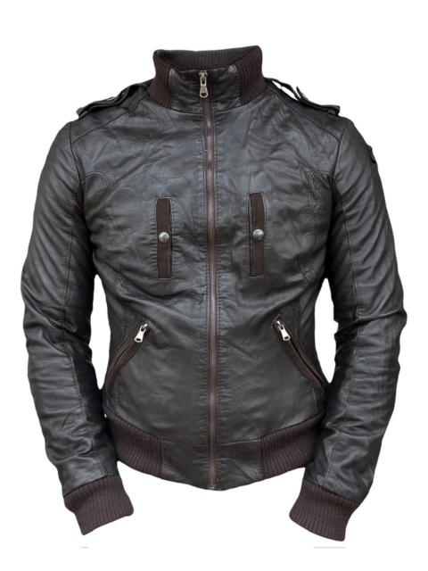 Maurizio Italy Bondage Multipocket Leather Racing Jacket