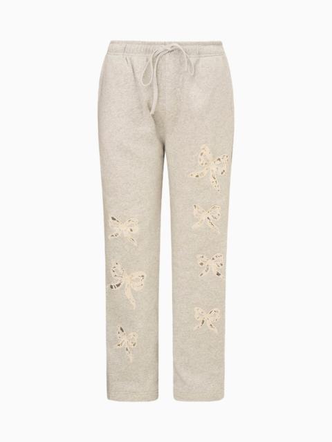 LoveShackFancy Elma Lace Bow Sweatpants