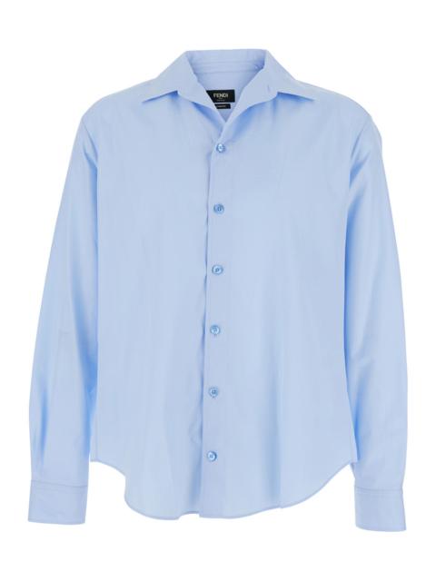FENDI Fendi Men Light Blue Long-Sleeved Shirt In Cotton Man