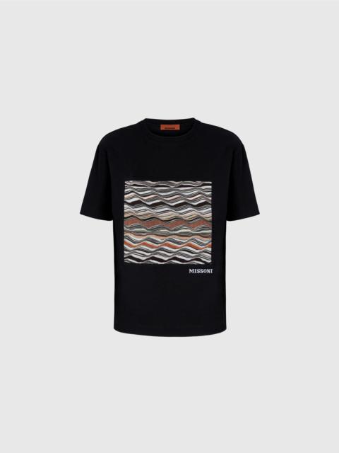 Missoni Missoni Short Sleeve T-shirt With Knit Insert And Logo in Black at Nordstrom
