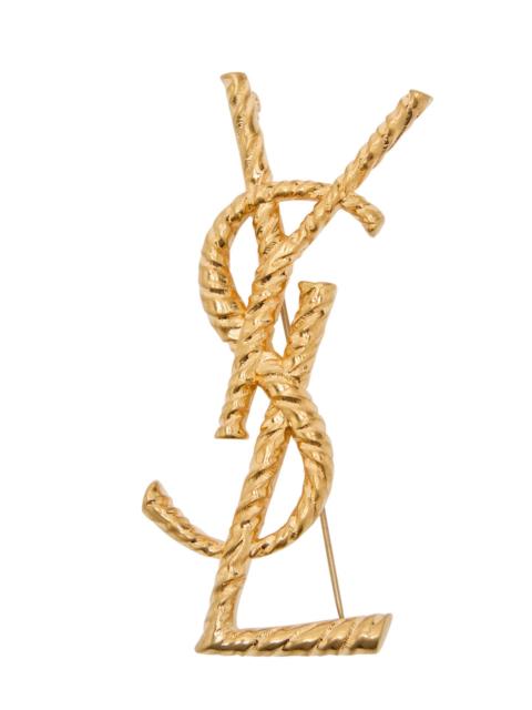 SAINT LAURENT Saint Laurent Logo Sculpted Metal Brooch