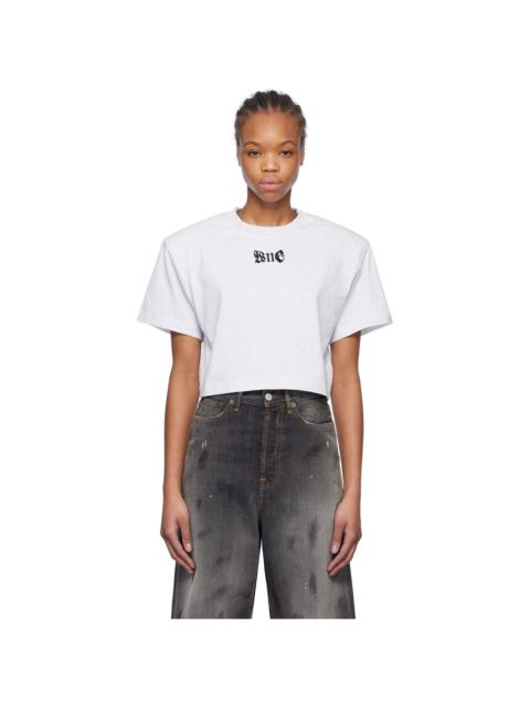 We11done Gray Shoulder Pad Cropped T-shirt